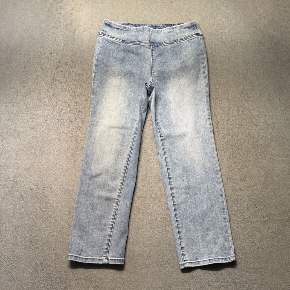 DG2 Diane Gilman Womens 8P Compact Comfort Pull On Blue Straight Leg Jeans